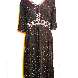 One Loved Babe black polka-dot print boho flowy maxi dress
